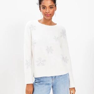Loft Shimmer Snowflake Sweater